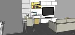 3D Open Space Design - view of a wall unit