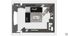  3D Living room/living room design - top view