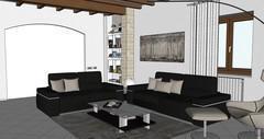  3D Living room/living room design - sofa and coffee table view