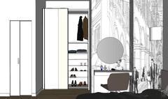 3D Bedroom Design - view second interior wardrobe with shoe rack