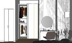 3D Bedroom Design - second interior wardrobe view with hanging rail