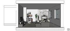 3D Living room/living room design - side view