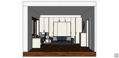  3D Living room/living room design - side view with sofa