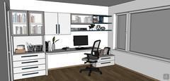 Bedroom 3D Design  - home office area