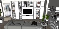  3D Living room/living room design - view of fitted wall