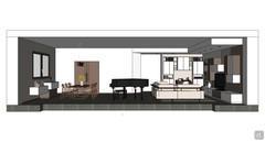 Living/Dining 3D Design - side view