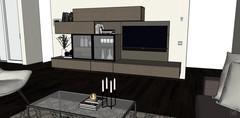  3D Living room/living room design - view of fitted wall