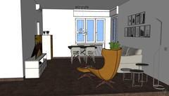  3D Living room/living room design - side view