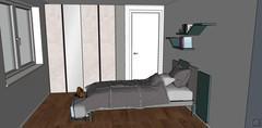 3D design - bed view and closed closet