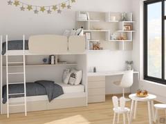 Furniture design for 9 sqm bedroom for two children - render