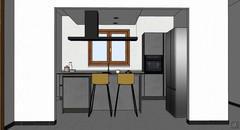 3D Open Space Design - kitchen view with central island