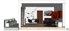 3D Living room/living room design - side view