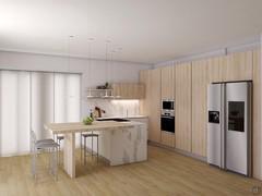 Kitchen project with peninsula for 20 sqm room - Render