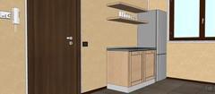 3D Open Space design - freestanding refrigerator detail and additional bases