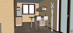 3D Open Space Design - kitchen area view