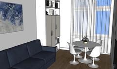  3D Living room/living room design - view from the entrance