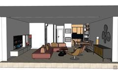  3D Living room/living room design - side view