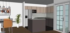 3D Open Space Design - kitchen area view