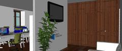 Office 3D Design - view of the waiting room - detail of the wall with TV