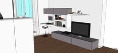 3D Living room/living room design - view of fitted wall