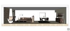 Living Room 3D design - view from the side