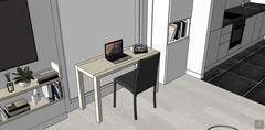  3D Living room/living room design - detail of extendable console table