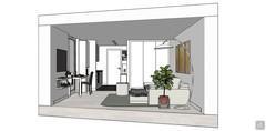  3D Living room/living room design - side view