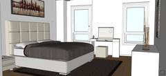 3D Bedroom Design - bed group view