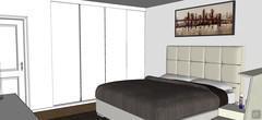 3D Bedroom Design - bed group view