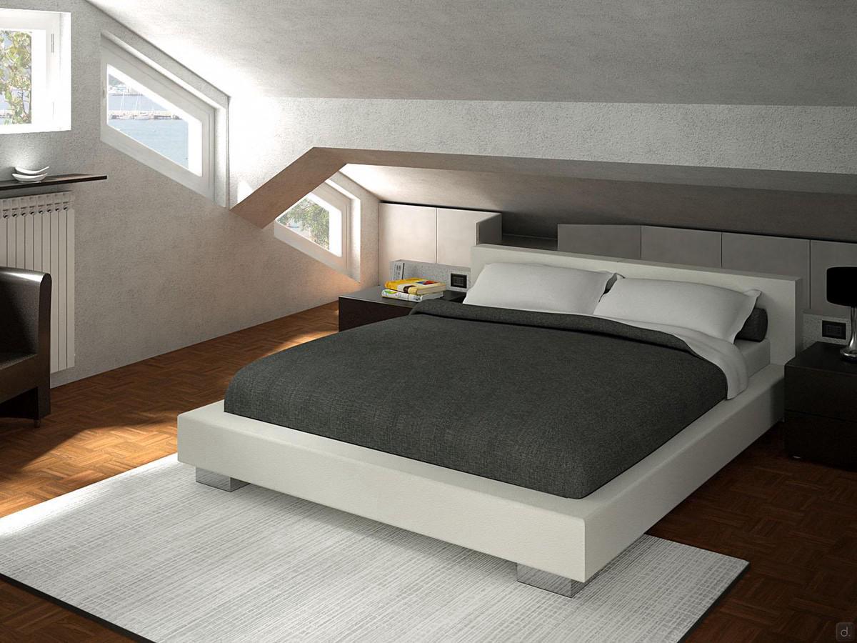 Esempio di progetto per una camera da letto mansardata - render