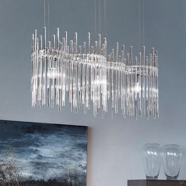 Modern lamp with hanging glass rods Diadema