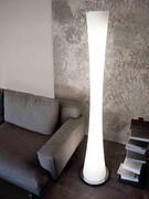 Tall narrow floor lamp Clepsydra in white glass