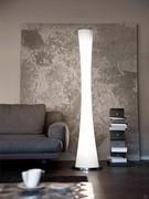 Atmospheric floor lamp Clepsydra in white blown glass