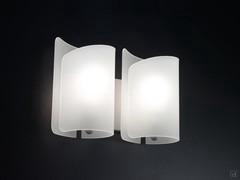 Ricciolo lamp, 2 wall lights with frosted glass lampshade