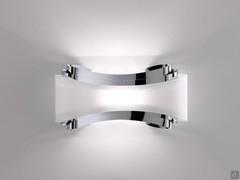 Papillon ribbon shaped wall lamp in frosted glass and chrome