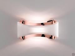 Papillon ribbon shaped wall lamp in frosted glass and galvanic copper