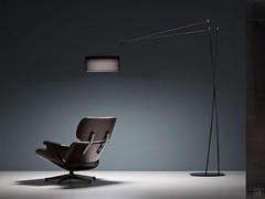 Effimera floor lamp with adjustable arm and black fabric lamp shade