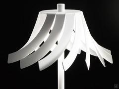 Detail of the white painted metal lampshade