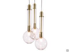 Bulle lamp with brass structure and smoked glass lampshade