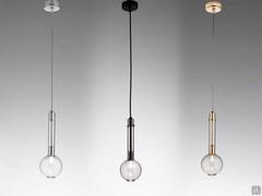 Bulle pendant light with chromed, black and brass metal