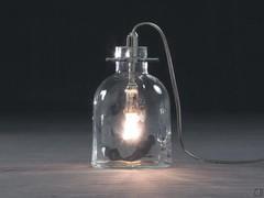 Boukali bottle shaped glass lamp in clear glass