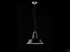 Lagoon lamp with black glass lampshade and chromed structure