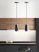 Pair of lamps Tulipa hanging above the kitchen peninsula top