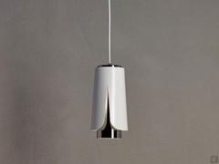 Suspension lamp Tulipa with matte white and black chrome diffuser