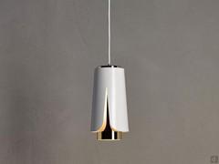 Suspension lamp Tulipa with matte white and gold diffuser