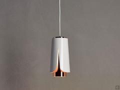 Suspension lamp Tulipa with matte white and copper diffuser