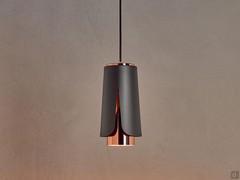 Suspension lamp Tulipa with matte black and copper diffuser