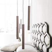 Stilo metal pendant cylindrical lights by Cattelan, satin-finished bronze metal