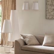 Modern fabric lamp Sofia by Cantori, floor model with high and low shade, wall sconce