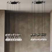 Sablier hourglass shaped pendant lamp by Cattelan, two compositions of 10 lampshades each